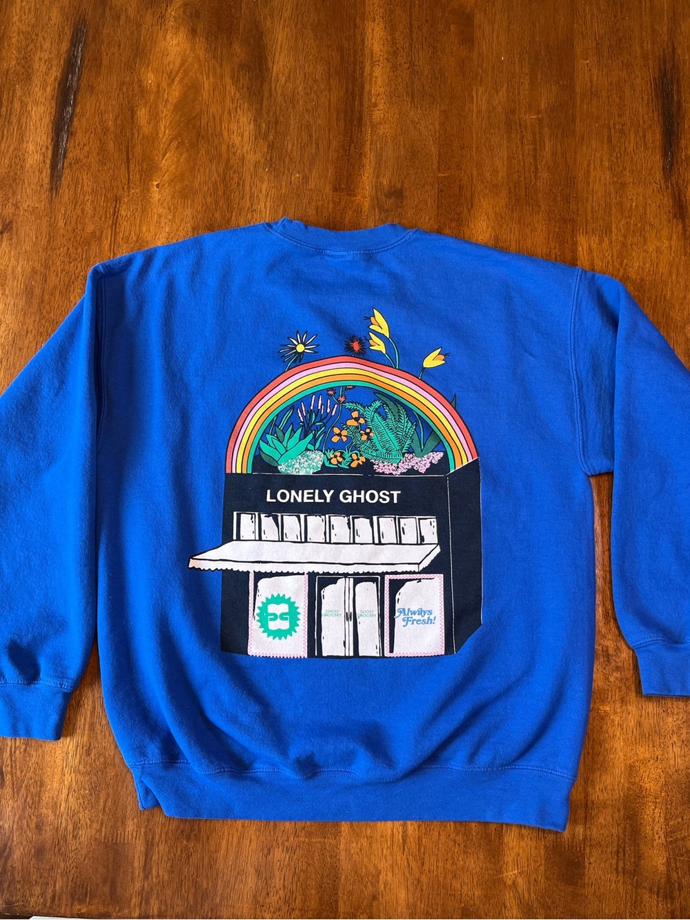 Lonely Ghost Groceries Graphic Crewneck Sweatshirt Large
